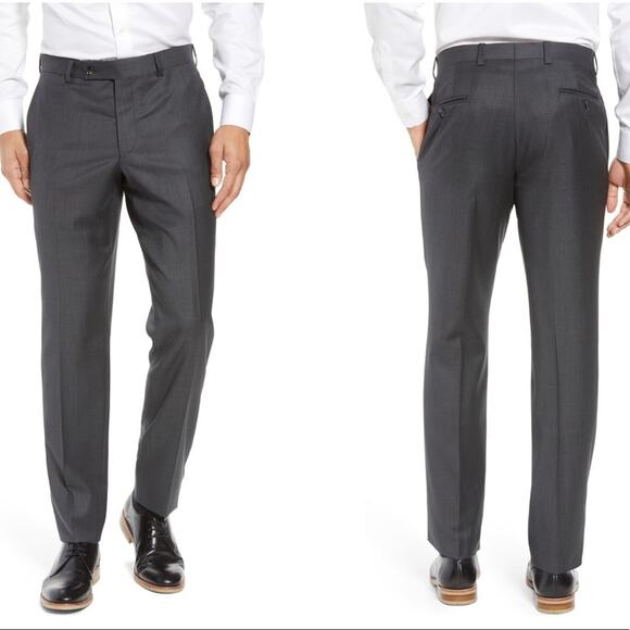 TED BAKER 100% Wool Charcoal Gray Flat Front Dress Slacks Jefferson Pants - Picture 11 of 11